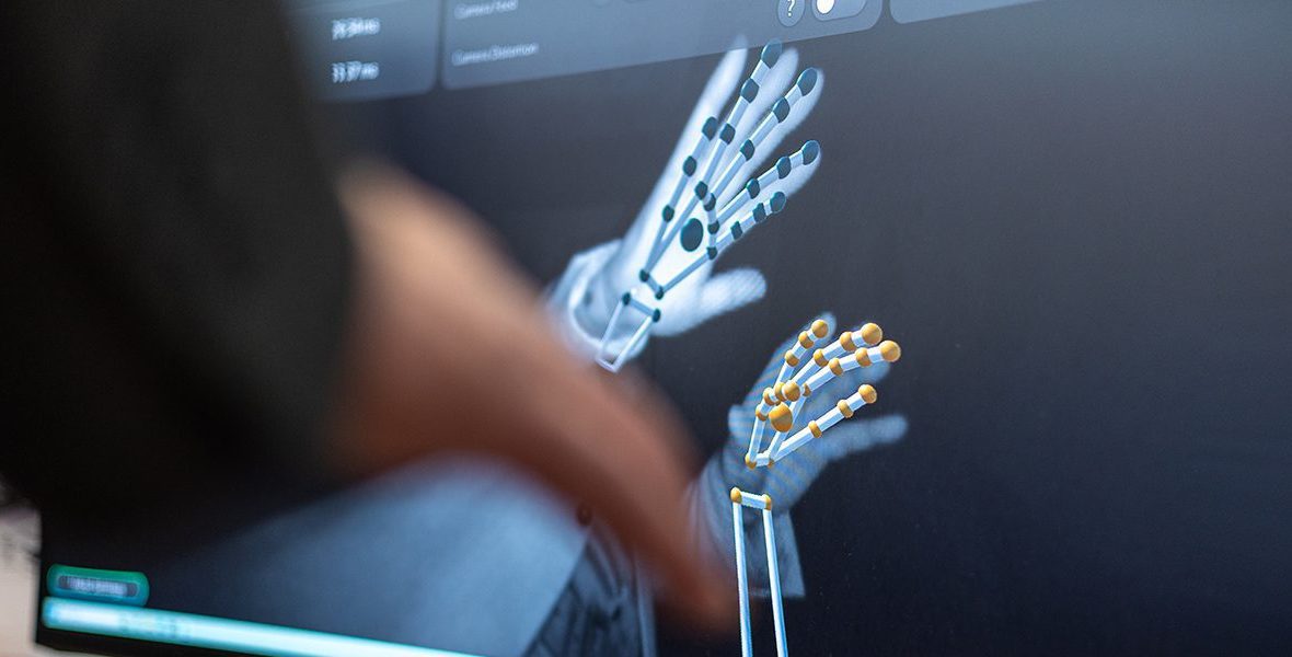 student using a mocap model on a computer